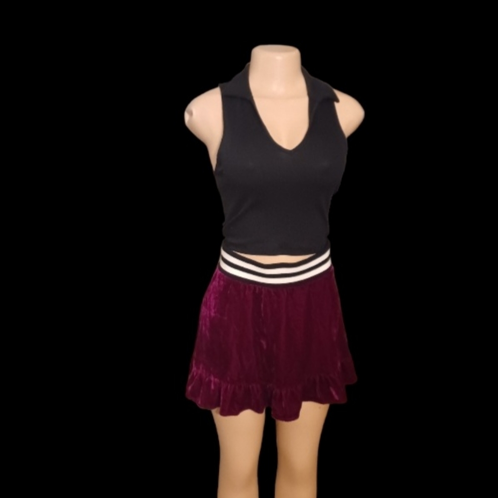 Pretty punk mini skirt set small Silk rayon